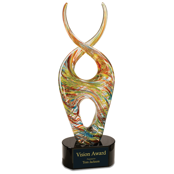Color Twist<BR> Art Glass Trophy<BR> 14 Inches