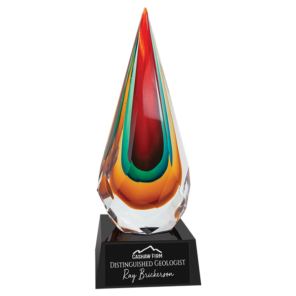 Faceted Rain Drop<BR> Art Glass Trophy<BR> 12 Inches