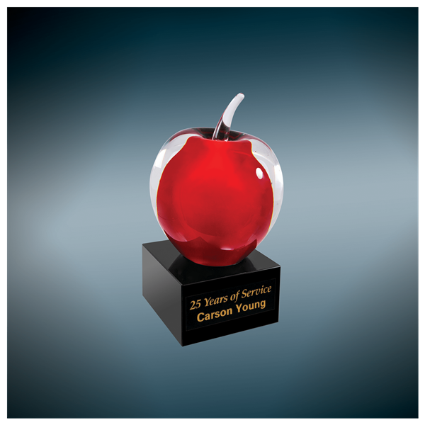 Apple<BR> Art Glass Trophy<BR> 5.755 Inches