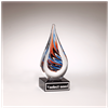 Multi Color Teardrop<BR> Art Glass Trophy<BR> 7.25 Inches