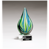 Blue Green Teardrop<BR> Art Glass Trophy<BR> 8 Inches