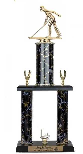 2 Post <BR>Male Shuffleboard Trophy<BR> 18-22 Inches<BR> 10 Colors