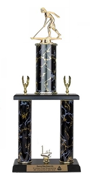 2 Post <BR>Female Shuffleboard Trophy<BR> 18-22 Inches<BR> 10 Colors