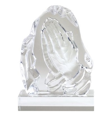 Praying Hands<BR> Premium Crystal Trophy<BR> 9 Inches<BR>Closeout Item