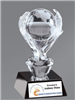 Ebony Globe & Hands<BR> Crystal Trophy<BR> 6 Inches