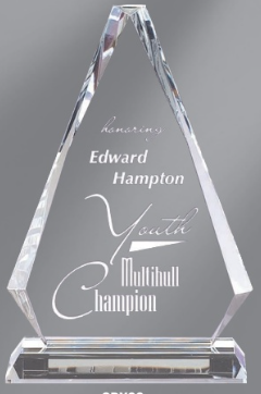 Premium Triangle<BR> Crystal Trophy<BR> 8 to 11 Inches