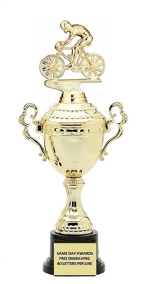 Monaco XL Gold Cup<BR> Male Bicycle Trophy<BR> 18.5 Inches