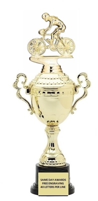 Monaco XL Gold Cup<BR> Female Bicycle Trophy<BR> 18.5 Inches