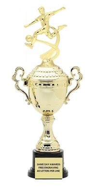 Monaco Gold Cup<BR> Male Motion Soccer Trophy<BR> 13.5-17 Inches