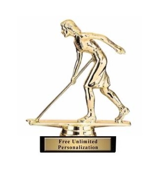 Female Shuffleboard  <BR> Gold Trophy<BR> 5 Inches