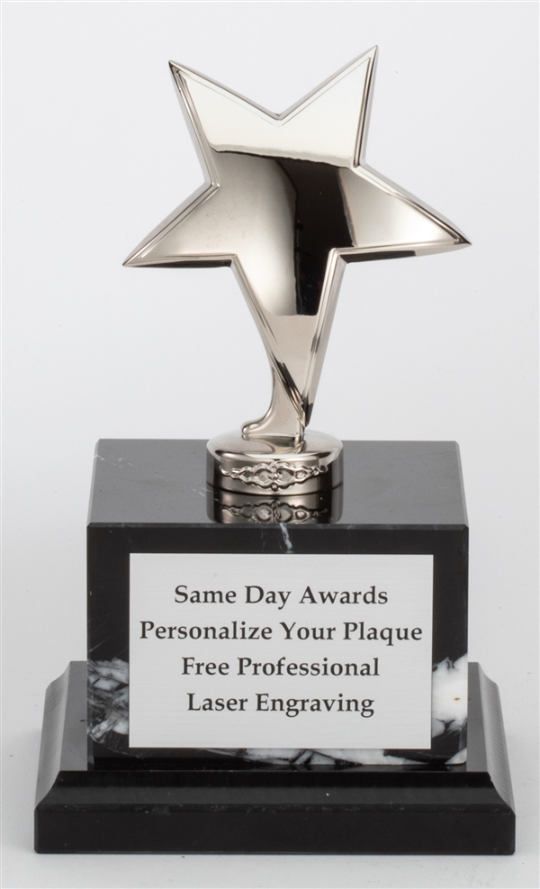 Premium Metal<BR> Silver Star Trophy<BR> 7 Inches