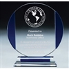 Premium Blue Round<BR> Glass Trophy<BR> 7.5 to 9 Inches