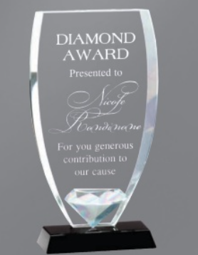 Ebony Accent<BR> Diamond Crystal Trophy<BR> 7 3/4 Inches