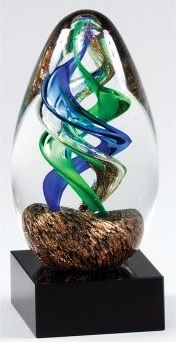 Ribbon Twirl<BR> Art Glass Trophy<BR> 6 Inches