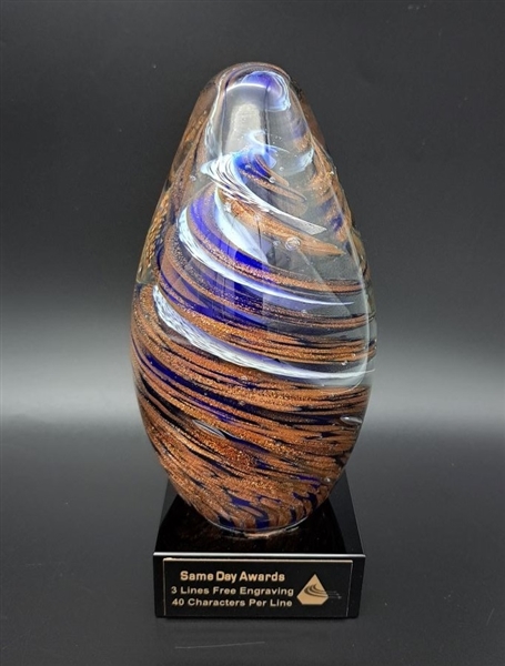 Purple Tornado<BR> Art Glass Trophy<BR> 6.75 Inches