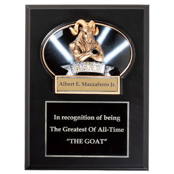 Ebony Matte Plaque<BR> G.O.A.T. Award<BR> 9" x 12"