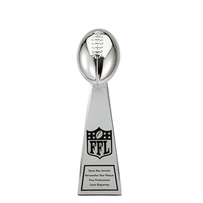 Chrome Plated Resin <BR>Lil Vince Trophy<BR> Premium Football Trophy<BR> 12 Inches