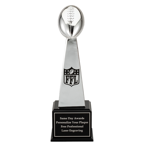 Up to 16 Year<BR>Chrome Plated Resin<BR> Vince Tower<BR> Fantasy Football Trophy<BR> 20 Inches