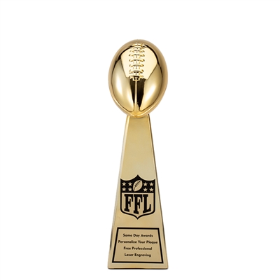 Chrome Plated Resin<BR>Lil Vince<BR> Premium Football Trophy<BR> 12 Inches