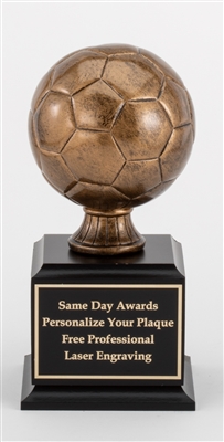 Premium Bronze <BR> Soccer Ball Trophy<BR> 9 Inches