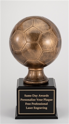 Up to 16 Year<BR>Premium Bronze <BR>Soccer Ball Trophy<BR>17 Inches