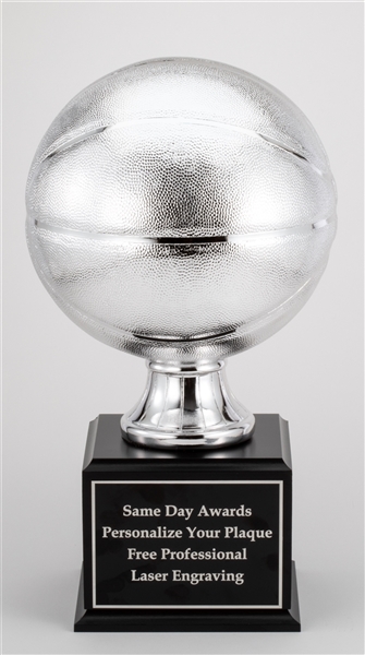 Up to 16 Year<BR>Premium Silver<BR>Basketball Trophy<BR>18 Inches