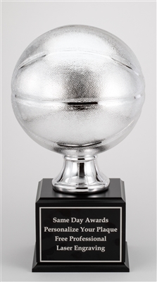 Up to 16 Year<BR>Premium Silver<BR>Basketball Trophy<BR>18 Inches